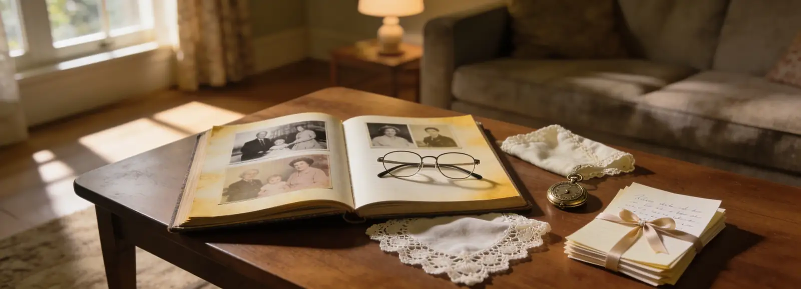 A warm, intimate scene capturing the memory and music of a grandmother's life