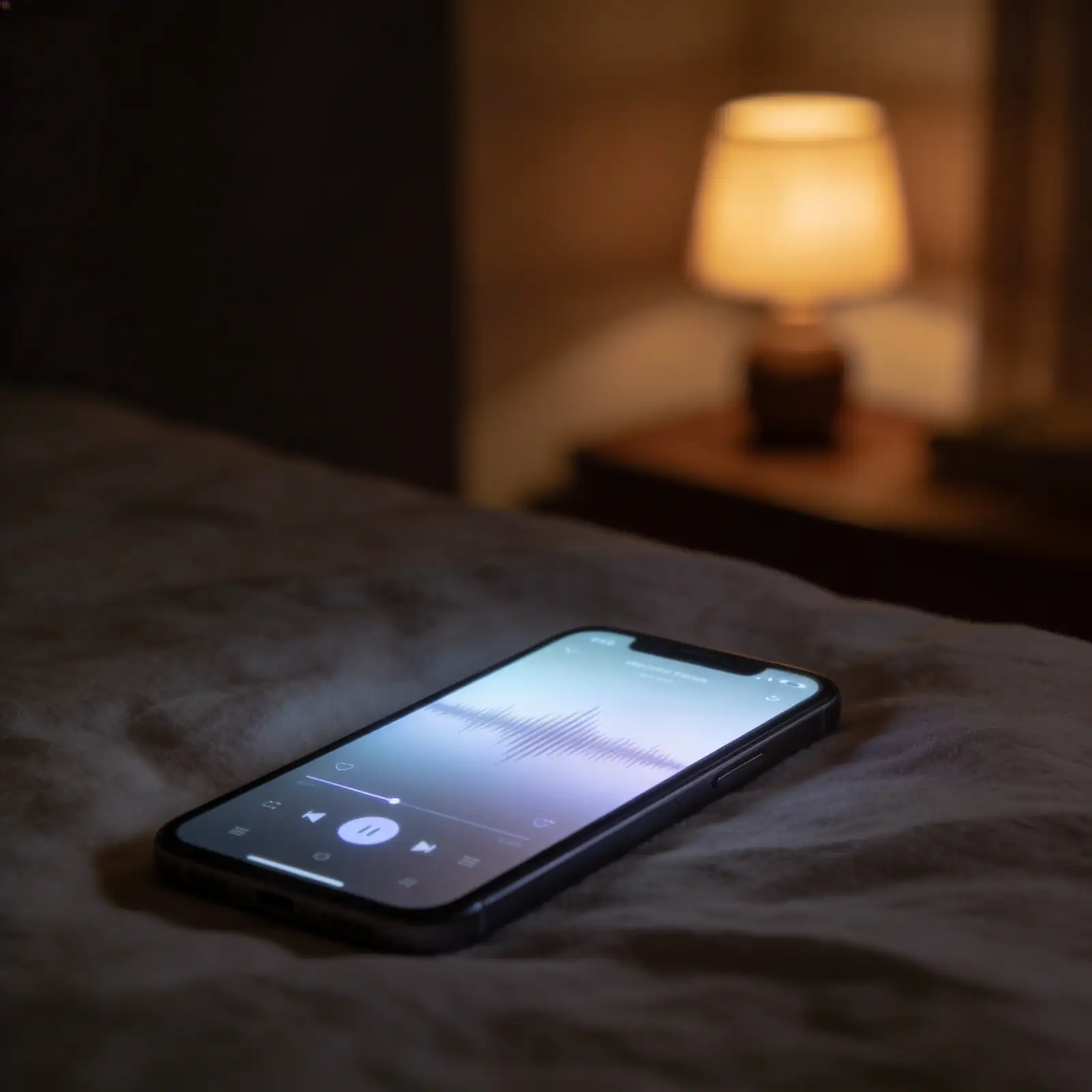 A soft speaker glowing gently in a quiet room — music as a companion through grief