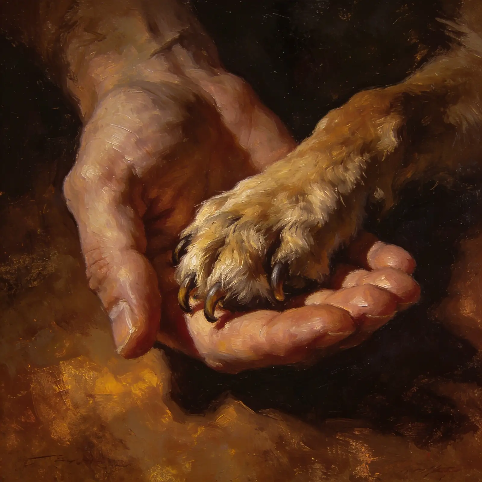 A dog's empty bed with a collar resting on it, quiet warm light