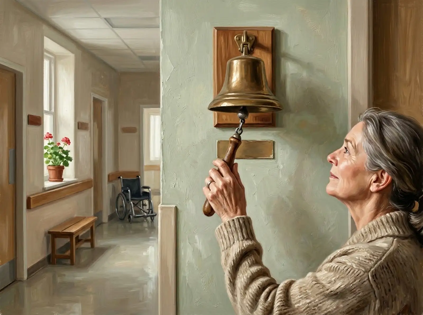 Hospital bell ceremony marking the end of cancer treatment