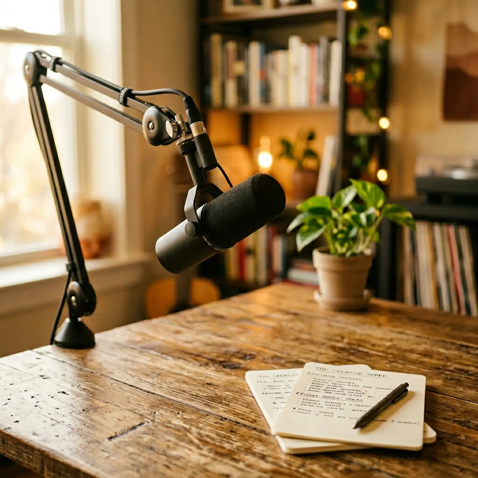 A microphone and warm light — the personal craft behind every song