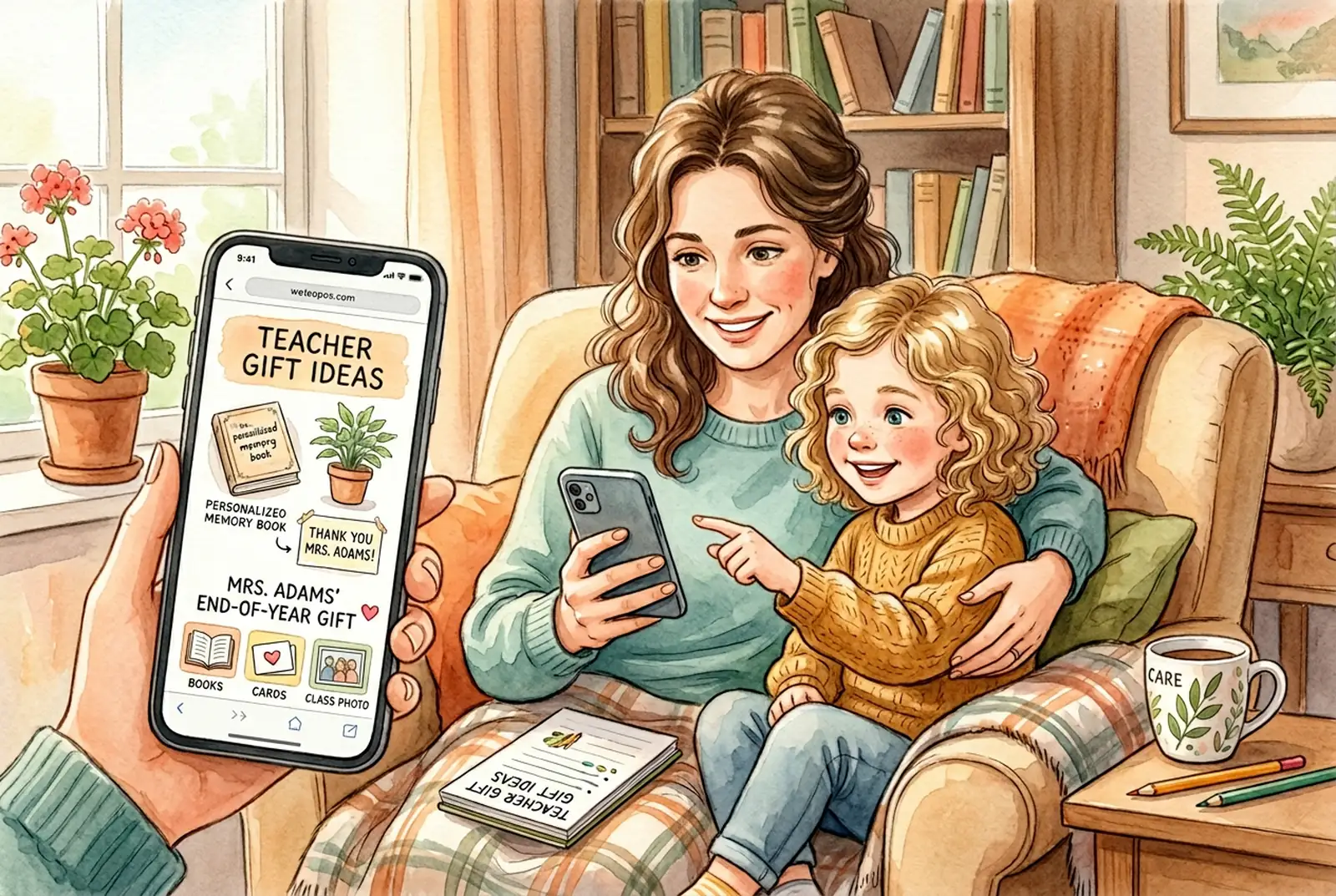 Family preparing a meaningful end of year gift for a favorite teacher