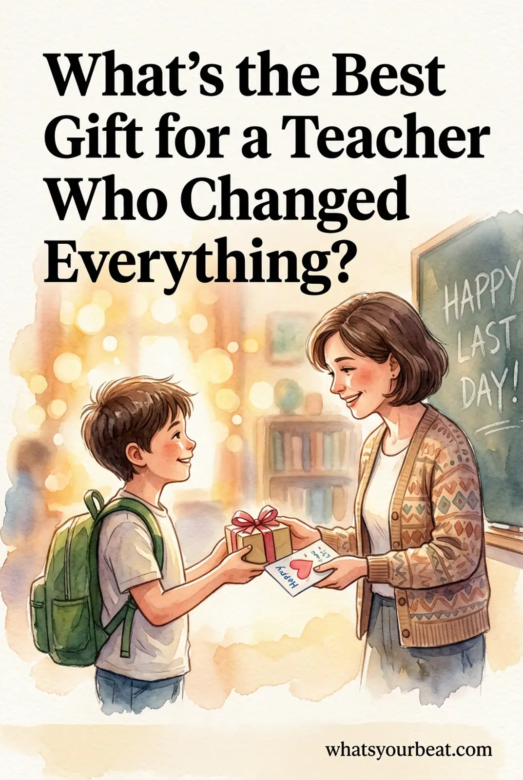 Pinterest image — unique teacher appreciation gift idea from What's Your Beat