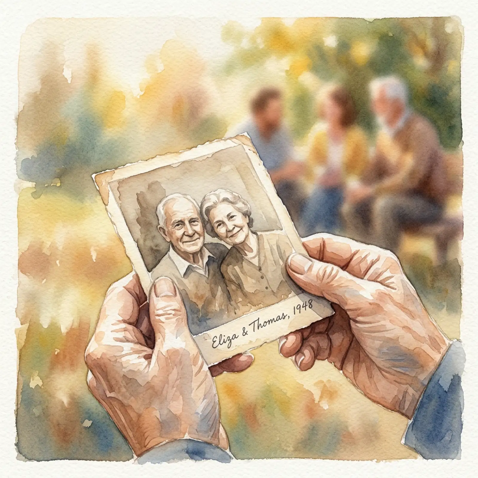 Hands holding a handwritten note at a memorial gathering